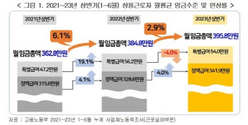 "월평균임금 395.8만원" 인상률은 작년 절반수준.."성과급 줄어서"