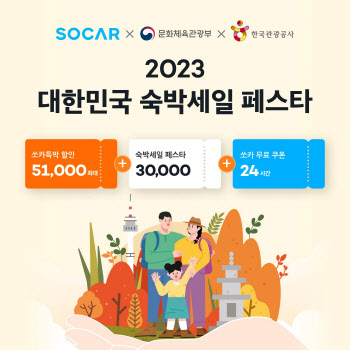 쏘카, 할인 더해 ‘2023 대한민국 숙박 세일 페스타 전국편’ 참여
