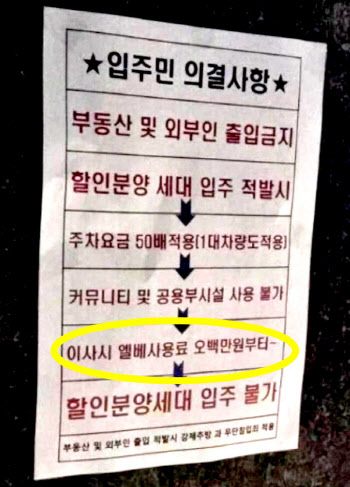 “할인분양은 엘베 사용료 500만원” 신축 아파트 공고, 무슨 일?