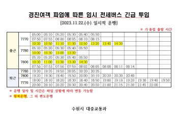 수원~서울 광역버스 22일 파업, 수원시 출퇴근 전세버스 투입