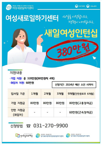 경기도, 북부지역 여성 일자리 창출…새일여성인턴제 추진
