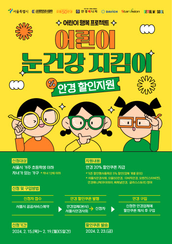 12세 이하 서울 어린이 '안경 할인쿠폰'…1400곳서 사용