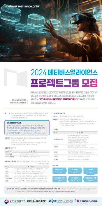 ‘24 메타버스 얼라이언스 프로젝트 그룹’ 모집…상금 1200만원