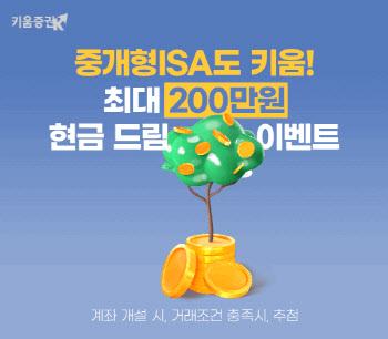 키움증권, ‘중개형ISA 최대 200만원 현금 드림’ 이벤트 진행