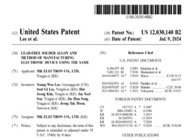 엠케이전자, 저온솔더 조성 관련 美 특허 취득 완료