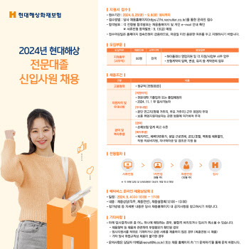 현대해상, 2024년 전문대졸 신입사원 공개채용