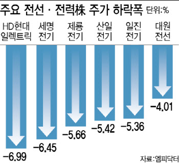 엔비디아 급락에 전선·전력株도 출렁