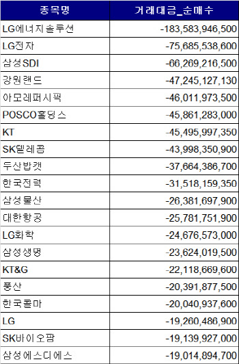 코스피 주간 개인 순매도 1위 'LG에너지솔루션'