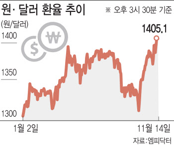 외환당국 구두개입했지만…'환율 1400원대' 요지부동