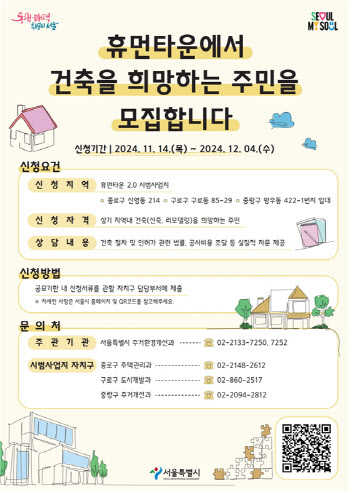 서울시, 휴먼타운 건축 희망하는 주민 모집…12월4일까지