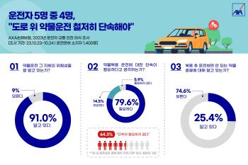 운전자 5명 중 4명 ″도로 위 약물운전 철저히 단속해야″