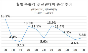 14개월 연속 수출 증가 확실시…對美 수출은 감소세(종합)