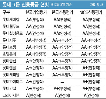 AA급 끝단 몰린 ‘롯데’…12월 정기평가 주목