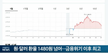 원·달러 환율 한때 1480원 넘어…금융위기 이후 최고