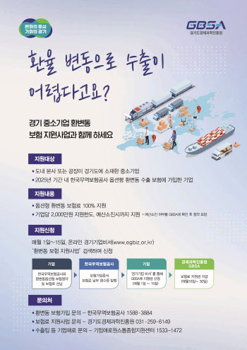 경기도, 수출 中企 대상 환율 변동 보험가입 지원
