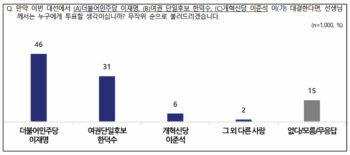 3자대결 시 이재명 46%, 한덕수 31%·이준석 6%