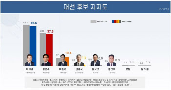 이재명 46.6%, 김문수 37.6%, 이준석 10.4% 