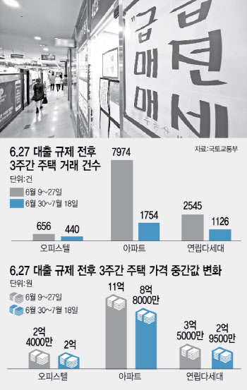 아파트값만 뚝뚝…오피스텔 풍선효과 없었다