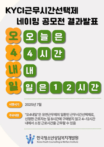 청소년상담복지개발원, '오4내일' 도입…주 4.5일제 대응