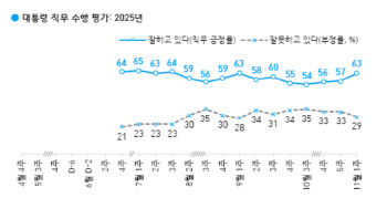 李대통령 지지율 63%…전주 대비 6%p 상승