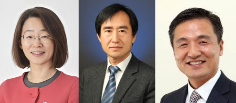 KAIST 총장 후보 3배수 후보의 증명사진.(왼쪽부터)류석영 교수, 배충식 교수, 이도헌 교수.(사진=KAIST)