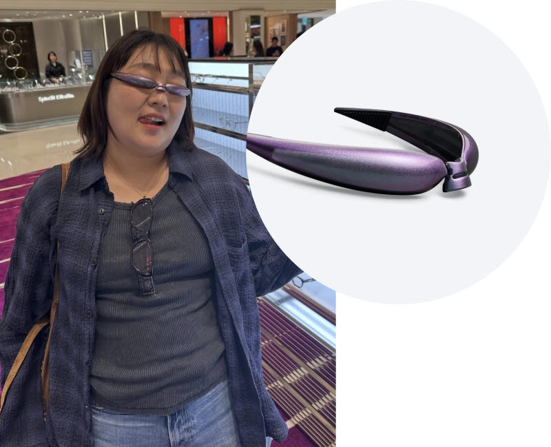 이수지가 젠틀몬스터 매장에서 볼드 컬렉션 제품을 착용한 모습과 제품 이미지. (사진=이수지 인스타그램·젠틀몬스터 홈페이지 캡처)