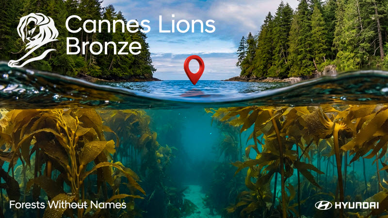 칸 라이언즈(Cannes Lions) 2026에서 크리에이티브 데이터(Creative Data) 부문 동상(Bronze Lion)을 수상한 '이름 없는 숲'의 포스터.