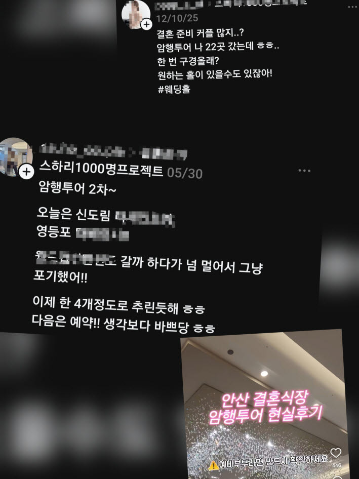 사회관계망서비스(SNS)에서 확인할 수 있는 암행투어 관련 게시물.(사진=인스타그램, 스레드 캡처)