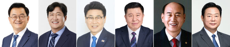 이번 지방선거에서 기초지방자치단체장으로 선출된 도·시의회 의원 출신의 (왼쪽부터)민경선, 손배찬, 김원기, 정덕영, 박형덕, 신동화 당선인.(사진=중앙선거관리위원회)