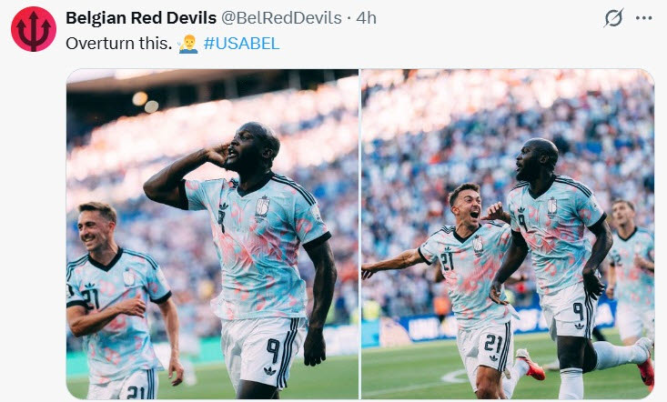 7일(한국시간) 벨기에 축구 국가대표팀의 소셜 미디어에 올라온 게시물. (사진=X 계정 'Belgian Red Devils')