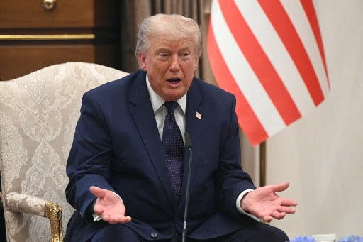 US President Donald Trump speaks during a meeting with Turkish President Recep Tayyip Erdogan (unseen) at Bestepe Presidential Compound in Ankara, on July 7, 2026, on the sidelines of the NATO Summit. (Photo by SAUL LOEB / AFP)