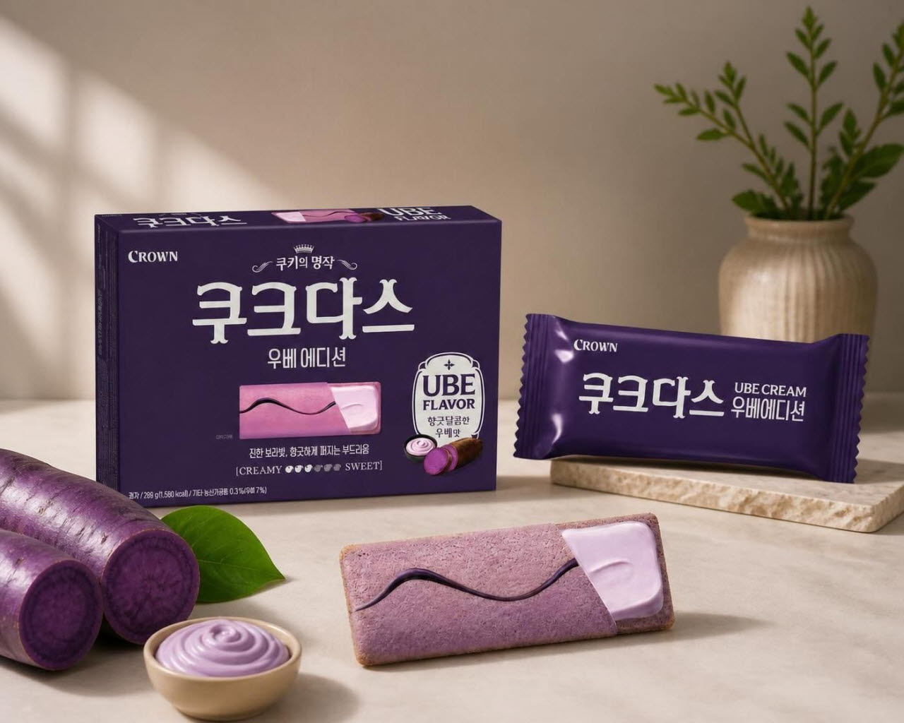 크라운제과, 보랏빛 '쿠크다스 우베' 한정판…