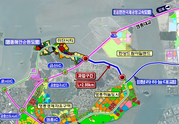 영종도 미단시티 진입도로 위치도. (자료 = 인천시 제공)