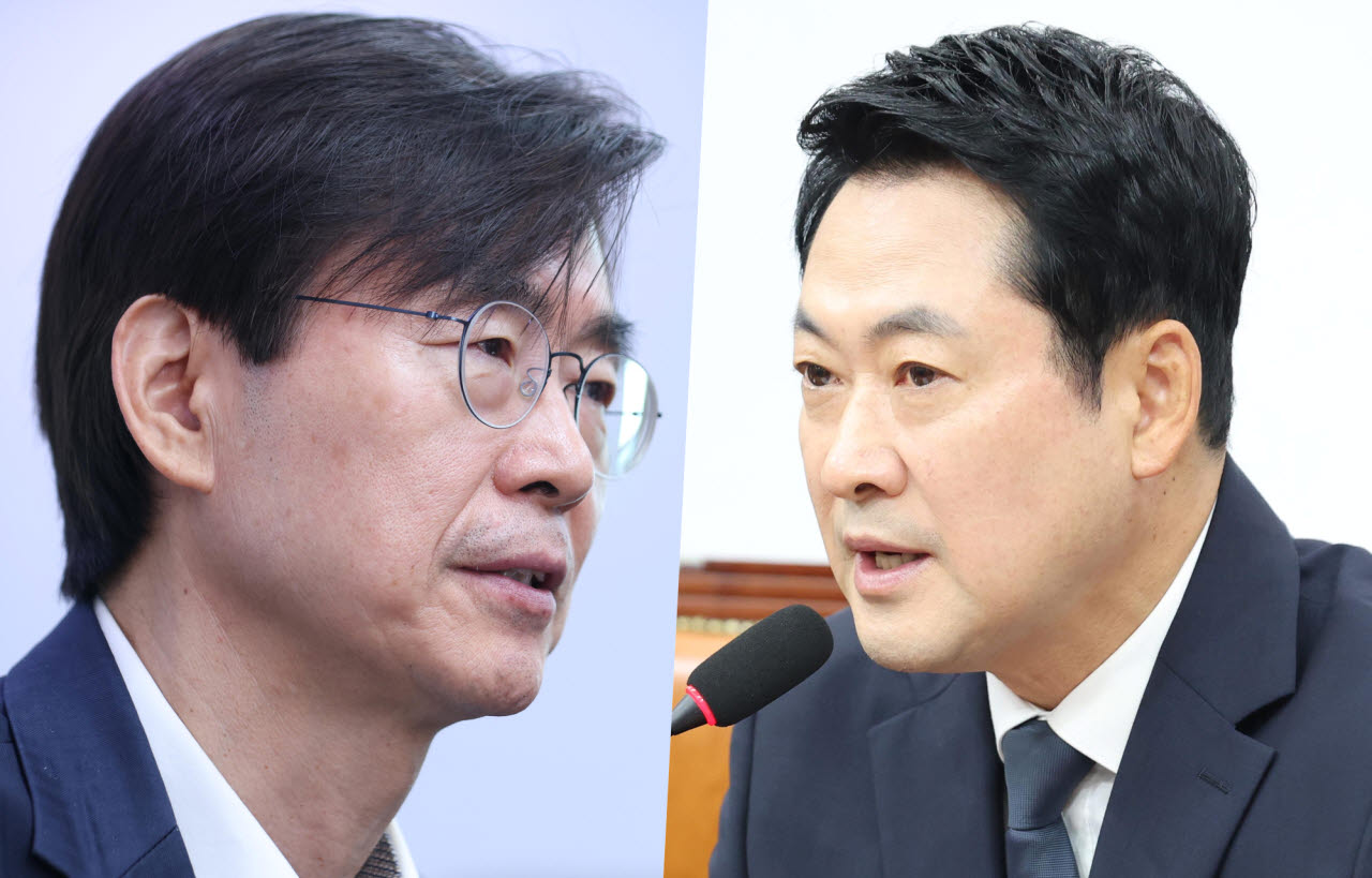 왼쪽부터 조경태 국민의힘 의원, 장동혁 국민의힘 대표(사진 = 이데일리DB)