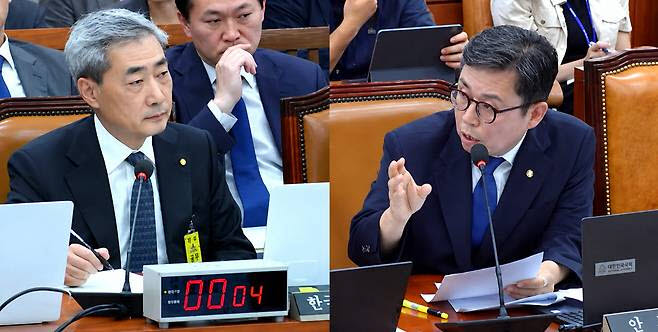 신현송 한국은행 총재가 지난 9일 오전 재정경제기획위원회 업무보고에서 안도걸 더불어민주당 의원(오른쪽)의 질의를 경청하고 있다. (사진=국회 인터넷 의사중계시스템)