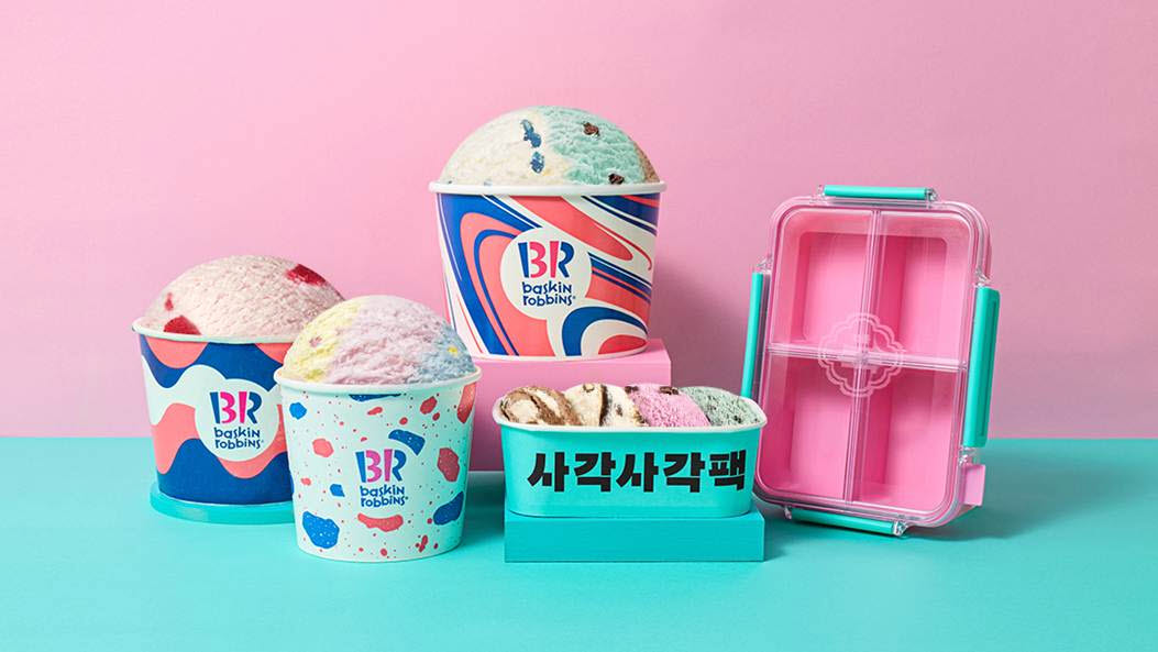 배달의민족이 배스킨라빈스와 협업한 굿즈 '먹을 복 담을 통'을 포함한 세트메뉴. (사진=우아한형제들)