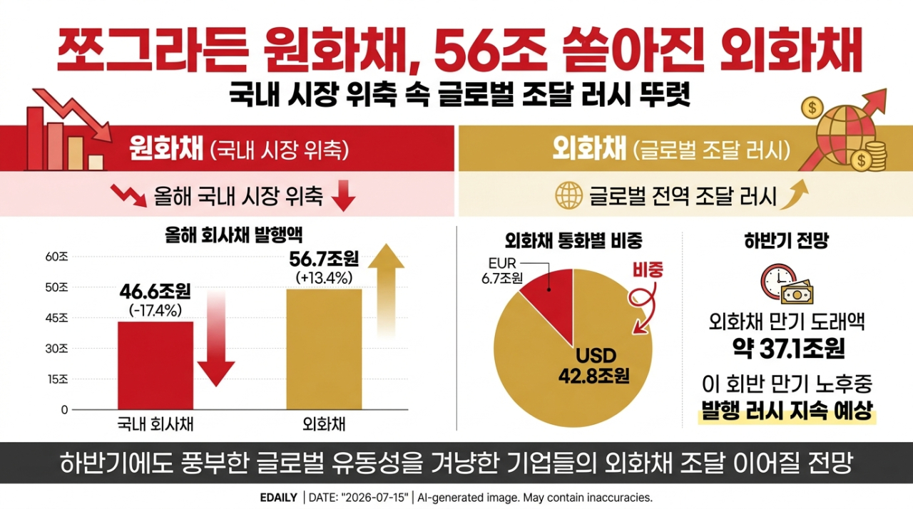 [마켓인]쪼그라든 회사채, 56조 쏟아진 외화채…온도차 심화 이유는