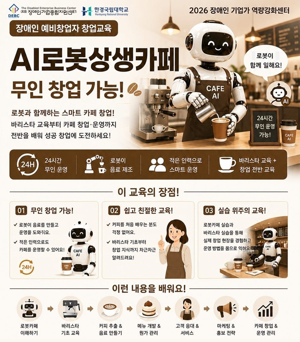 장애인기업종합지원센터, 인공지능 로봇카페 창업 교육