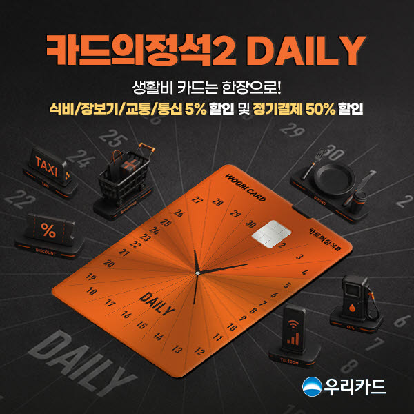 우리카드, 일상 필수 지출 할인 혜택 강화한 '카드의정석2 데일리' 출시
