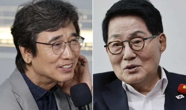 유시민 작가(왼쪽)와 박지원 더불어민주당 의원 (사진=연합뉴스)