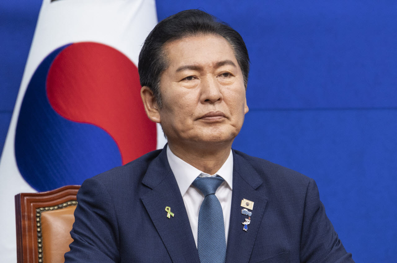 더불어민주당 8.17 전당대회에서 당 대표직에 출마한 정청래 전 대표가 지난 20일 국회에서 열린 공명선거 실천 서약식에 참석해 있다. (사진=연합뉴스)