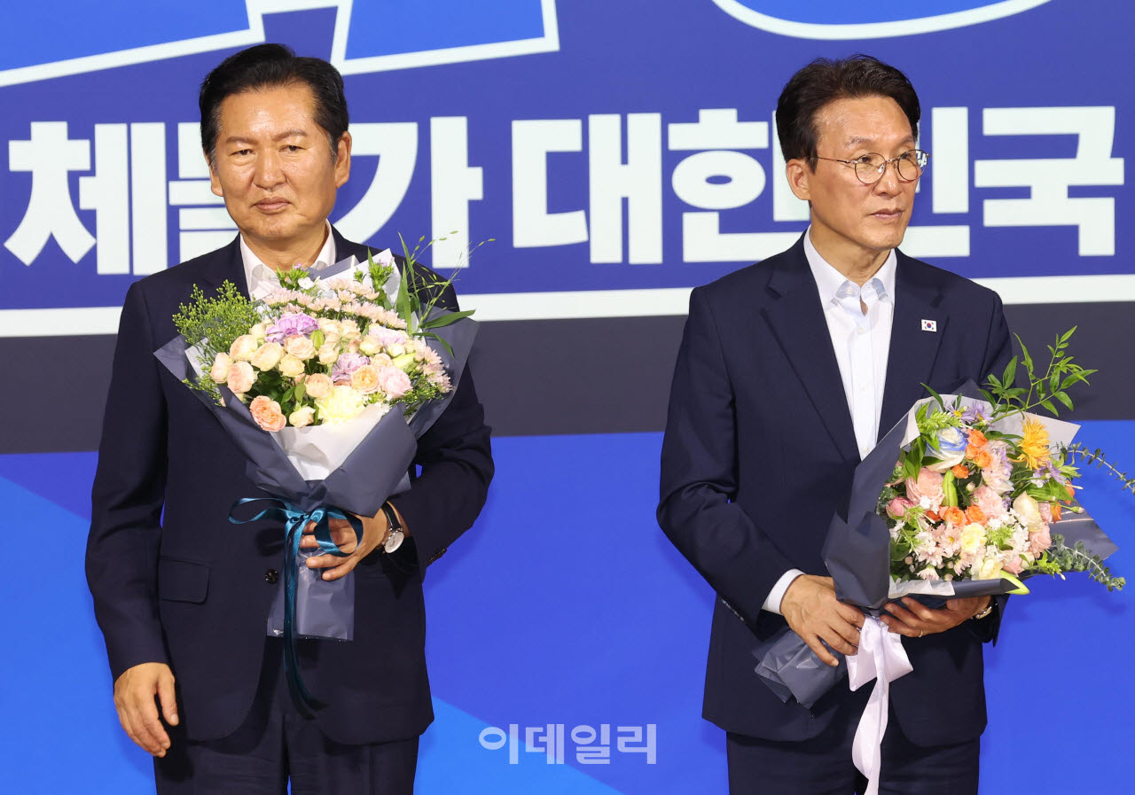 [포토]정청래-김민석, '당대표 본경선 진출'
