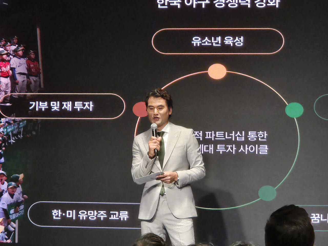 미국프로야구 메이저리그 애슬레틱스와 전략적 파트너십 체결을 알리는 '코리안특급' 박찬호. 사진=이석무 기자