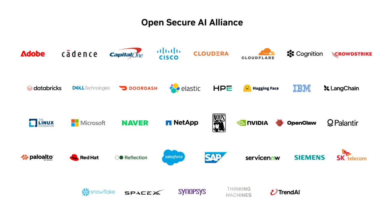 오픈 시큐어 AI 얼라이언스(Open Secure AI Alliance) 참여기업들. (이미지=엔비디아 블로그)