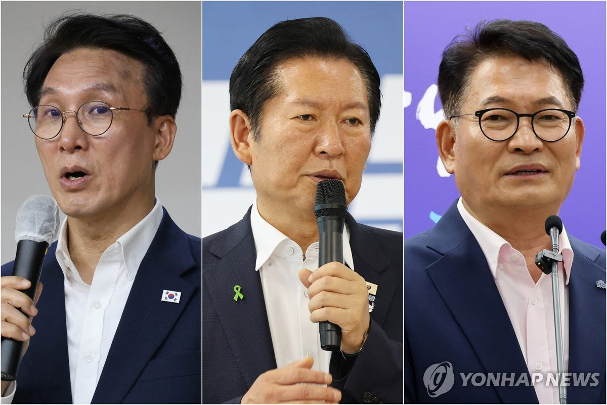 김민석·정청래·송영길 더불어민주당 당 대표 후보(사진=연합뉴스)