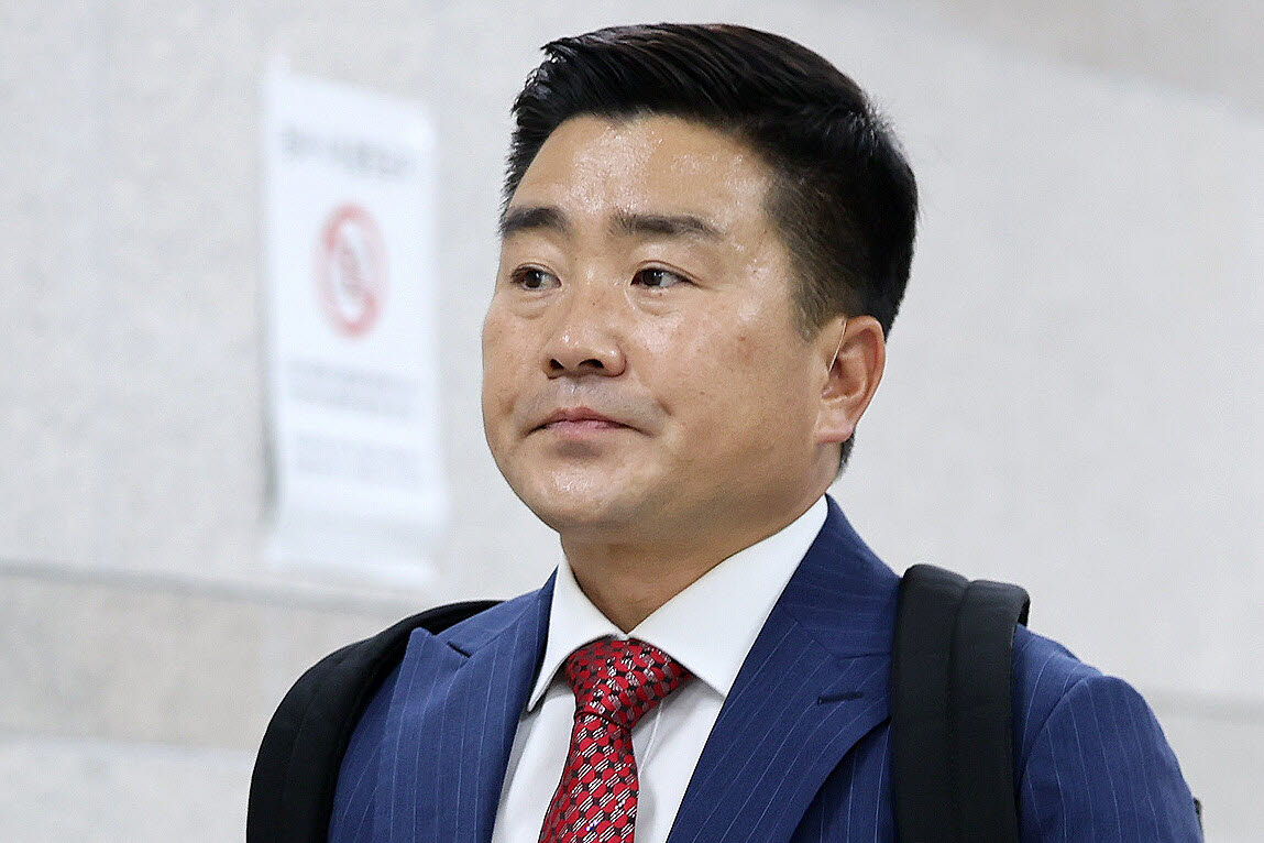 김현태 전 육군 특수전사령부 707 특수임무단장이 28일 오전 서울 서초구 서울중앙지방법원에서 열린 내란 중요임무 종사 등 혐의 결심 공판에 출석하고 있다. (사진=뉴시스)