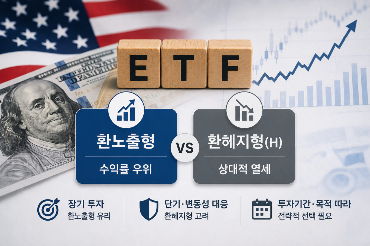 최근 원화 강세 기대에도 비교 기간 달러 강세 영향으로 환노출형 상장지수펀드(ETF)가 환헤지형보다 높은 수익률을 기록했다.(사진=챗GPT)