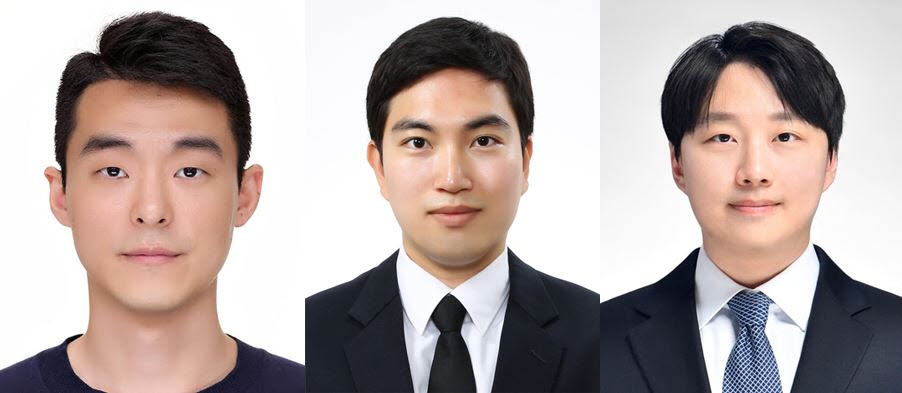 (왼쪽부터)김세호 고려대 신소재공학부 교수(교신저자), 이성진 서울대 기초과학연구원 박사(교신저자), 장규선 독일 막스플랑크 친환경소재연구소 박사(제1저자). (사진=고려대)