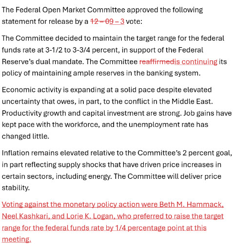 7월 FOMC 성명서 변경 내역 (그래픽=CNBC)