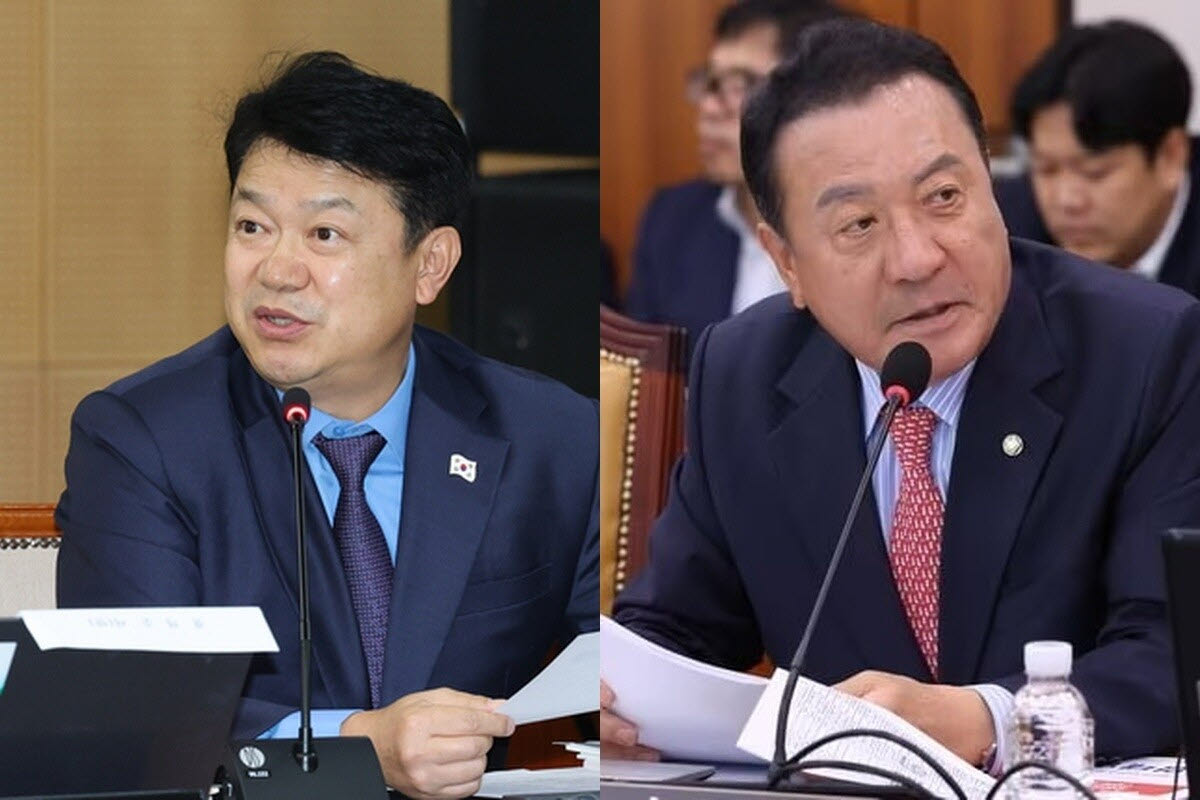 국회 국토교통위원회 소속 더불어민주당 복기왕, 국민의힘 엄태영 의원. (사진=뉴스1)